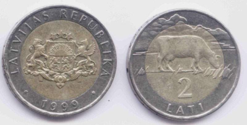 Латвия. Монета 2 лата. 1999
