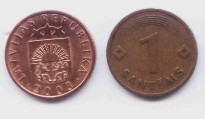 Латвия. Монета 1 сантим. 2003