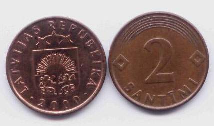 Латвия. Монета 2 сантима. 2000